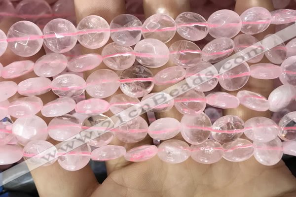 CRQ552 15.5 inches 12mm faceted coin rose quartz beads wholesale