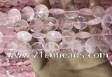 CRQ553 15.5 inches 14mm faceted coin rose quartz beads wholesale