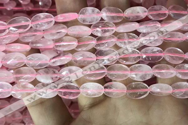 CRQ556 15.5 inches 8*12mm faceted oval rose quartz beads wholesale