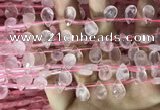 CRQ559 Top drilled 8*12mm faceted briolette rose quartz beads