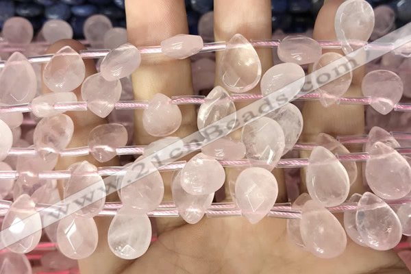 CRQ561 Top drilled 10*14mm faceted briolette rose quartz beads