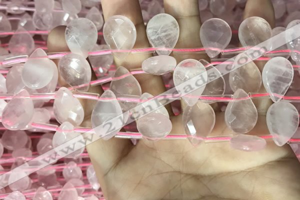 CRQ562 Top drilled 12*16mm faceted briolette rose quartz beads