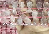 CRQ563 Top drilled 13*18mm faceted briolette rose quartz beads