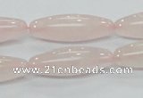 CRQ58 15.5 inches rice 10*30mm natural rose quartz beads wholesale