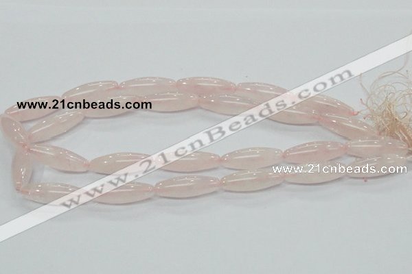 CRQ58 15.5 inches rice 10*30mm natural rose quartz beads wholesale