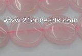 CRQ603 15.5 inches 18mm flat round rose quartz beads wholesale