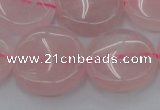 CRQ604 15.5 inches 20mm flat round rose quartz beads wholesale