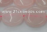 CRQ605 15.5 inches 25mm flat round rose quartz beads wholesale