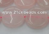 CRQ605 15.5 inches 25mm flat round rose quartz beads wholesale