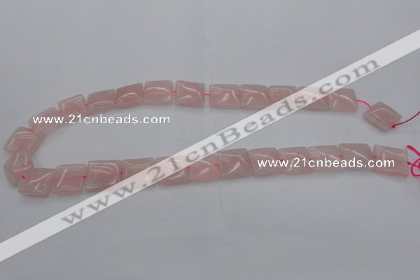 CRQ623 15.5 inches 14*14mm square rose quartz beads wholesale