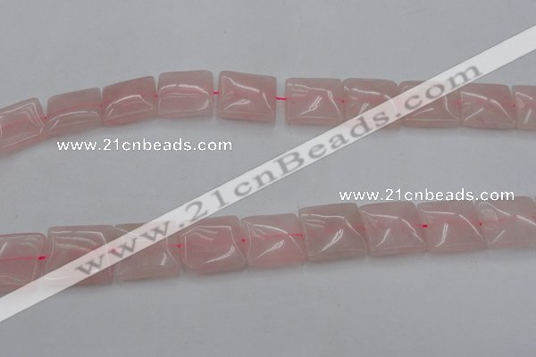 CRQ626 15.5 inches 20*20mm square rose quartz beads wholesale