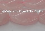 CRQ645 15.5 inches 18*25mm twisted oval rose quartz beads