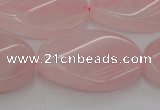 CRQ646 15.5 inches 20*30mm twisted oval rose quartz beads