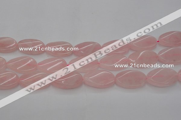 CRQ646 15.5 inches 20*30mm twisted oval rose quartz beads