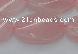 CRQ647 15.5 inches 25*35mm twisted oval rose quartz beads