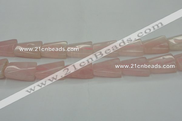 CRQ650 15.5 inches 18*25mm twisted rectangle rose quartz beads