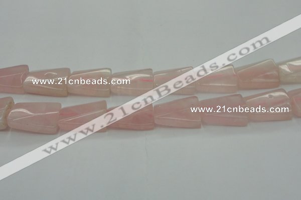 CRQ650 15.5 inches 18*25mm twisted rectangle rose quartz beads