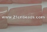 CRQ652 15.5 inches 25*35mm twisted rectangle rose quartz beads