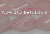 CRQ653 15.5 inches 15*20mm twisted hexagon rose quartz beads