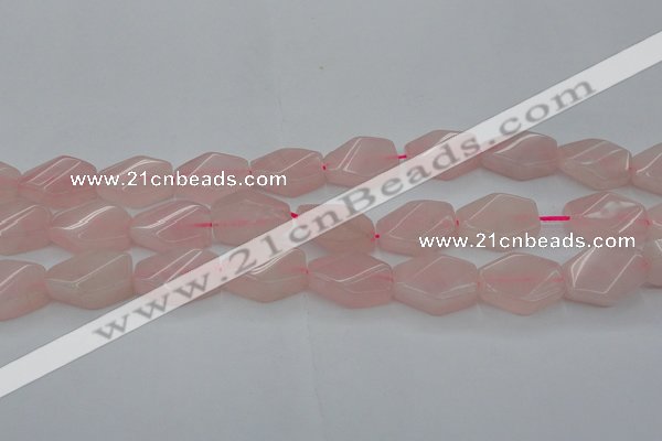 CRQ653 15.5 inches 15*20mm twisted hexagon rose quartz beads