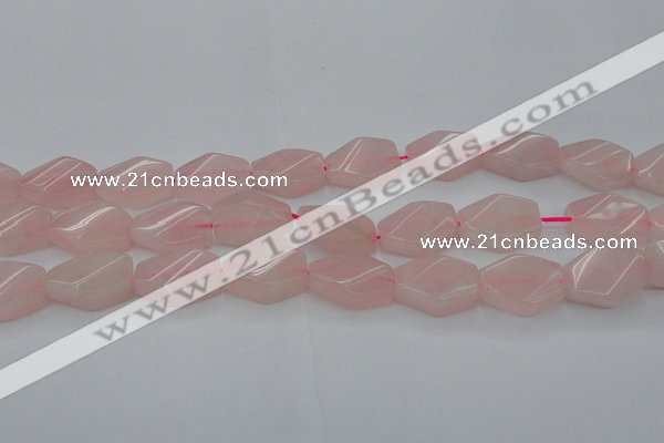 CRQ653 15.5 inches 15*20mm twisted hexagon rose quartz beads