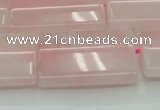 CRQ655 15.5 inches 22*30mm flat tube rose quartz beads