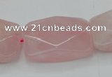 CRQ658 15.5 inches 22*30mm faceted rectangle rose quartz beads