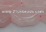 CRQ660 15.5 inches 22*30mm hexagon rose quartz beads