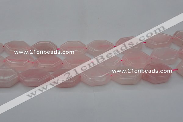 CRQ660 15.5 inches 22*30mm hexagon rose quartz beads