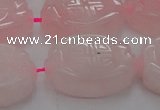 CRQ665 15.5 inches 18*25mm carved oval rose quartz beads