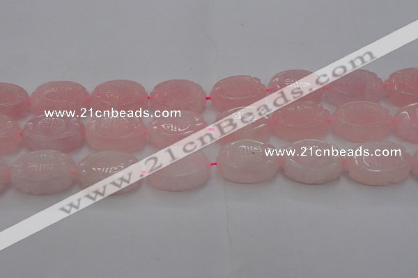 CRQ665 15.5 inches 18*25mm carved oval rose quartz beads