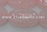 CRQ666 15.5 inches 22*30mm carved oval rose quartz beads