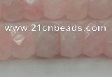 CRQ686 15.5 inches 8*14mm faceted rondelle rose quartz beads