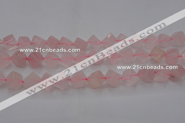 CRQ694 15.5 inches 10*10mm cube rose quartz beads wholesale