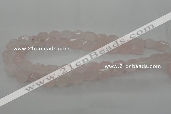 CRQ701 15.5 inches 10*14mm - 12*16mm faceted nuggets rose quartz beads