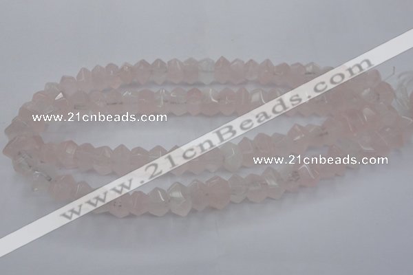 CRQ703 15.5 inches 8*12mm - 10*14mm faceted nuggets rose quartz beads