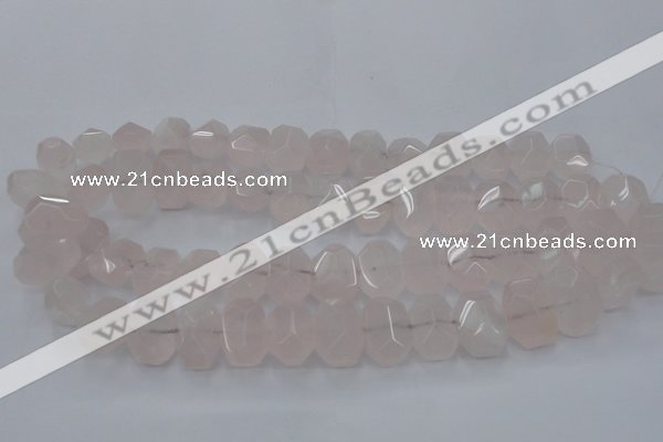 CRQ704 15.5 inches 13*18mm - 15*20mm faceted nuggets rose quartz beads