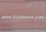 CRQ706 15.5 inches 14*31mm carved column rose quartz beads