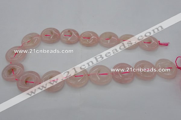 CRQ710 15.5 inches 25mm flat round rose quartz beads