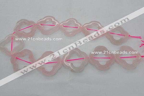 CRQ712 15.5 inches 38mm carved flower rose quartz beads