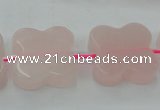 CRQ714 15.5 inches 20*20mm carved flower rose quartz beads