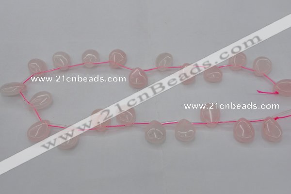 CRQ718 Top drilled 13*18mm flat teardrop rose quartz beads