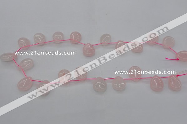 CRQ719 Top drilled 15*20mm flat teardrop rose quartz beads