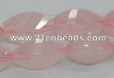 CRQ72 15.5 inches 12*24mm twisted rice natural rose quartz beads