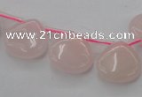 CRQ721 Top drilled 15*15mm flat teardrop rose quartz beads