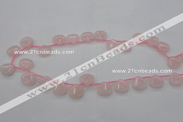 CRQ721 Top drilled 15*15mm flat teardrop rose quartz beads