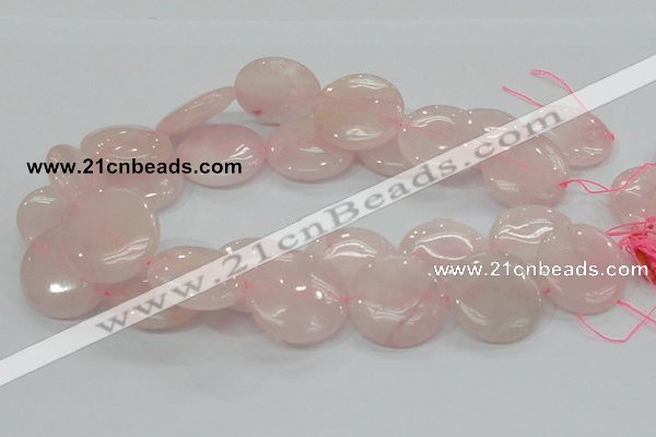 CRQ74 15.5 inches 30mm flat round natural rose quartz beads