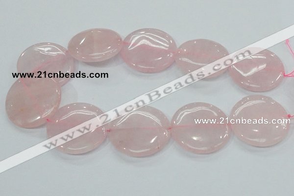 CRQ75 15.5 inches 40mm flat round natural rose quartz beads