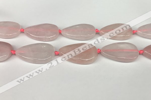 CRQ757 15.5 inches 25*40mm flat teardrop rose quartz beads