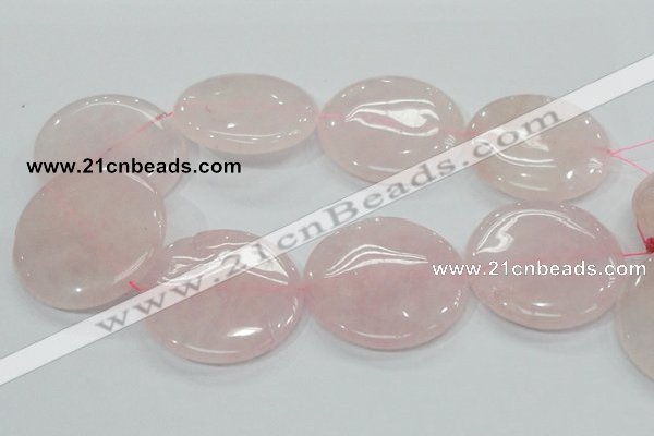 CRQ76 15.5 inches 50mm flat round natural rose quartz beads